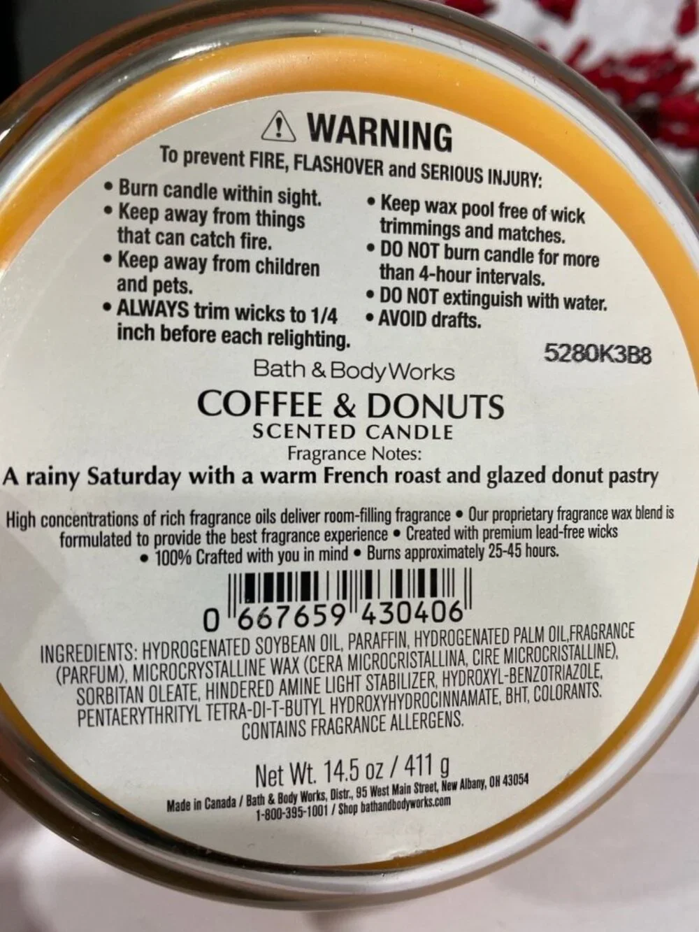 Limited Edition “Coffee & Donuts” Bath & Body Works NEW 3 Wick Candle